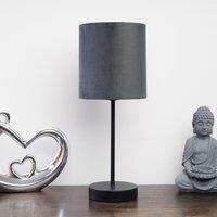 K LIVING Hove Table Lamp with Grey Shade in Black