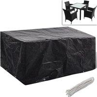 Berkfield Home Garden Furniture Cover 4 Person Poly Rattan Set 8 Eyelets 180 x 140cm in Black | Size: 180 x 140 cm
