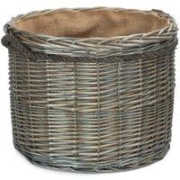 Red Hamper Medium Antique Wash Round Storage Log Basket in Light Brown