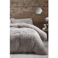 Catherine Lansfield 'Cuddly' Faux Fur Duvet Set in Silver | Size: Super King
