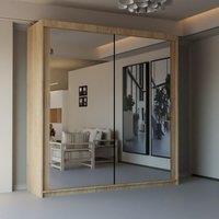 Sliding Wardrobes 4U Modern Double Sliding Door Wardrobe 180cm X 217cm in Light Oak | Size: 180 cm X 217 cm