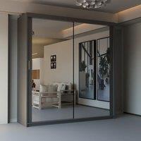 Sliding Wardrobes 4U Modern Double Sliding Door Wardrobe 180cm X 217cm in Grey | Size: 180 cm X 217 cm