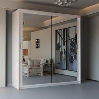 Sliding Wardrobes 4U Modern Double Sliding Door Wardrobe 180cm X 217cm in White | Size: 180 cm X 217 cm