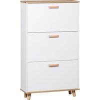 HOMCOM Slim Shoe Storage Cabinet with 3 Drawers & Adjustable Shelves for Hallway in White