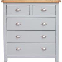 Cabinet Bits Argenta 5 Drawer Chest of Drawers Chrome Cup Handle in Light Grey