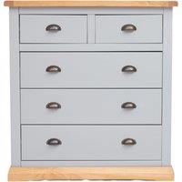 Cabinet Bits Bomporto 5 Drawer Chest of Drawers Brass Cup Handle in Light Grey