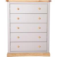 Cabinet Bits Bomporto 5 Drawer Chest of Drawers Wood Knob in Light Grey