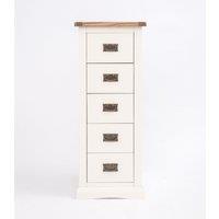 Cabinet Bits Cosenza 5 Drawer Narrow Chest of Drawers Bras Drop Handle in Off-White