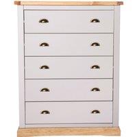 Cabinet Bits Bomporto 5 Drawer Chest of Drawers Brass Cup Handle in Light Grey