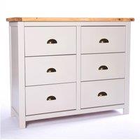 Cabinet Bits Argenta 6 Drawer Chest of Drawers Brass Cup Handle in Light Grey