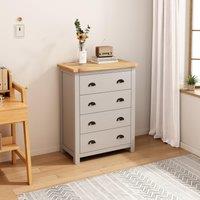 Cabinet Bits Argenta 4 Drawer Chest of Drawers Brass Cup Handle in Light Grey
