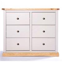 Cabinet Bits Bomporto 6 Drawer Chest of Drawers Brass Knob in Light Grey