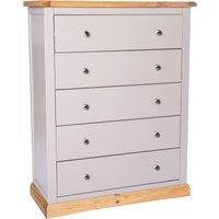Cabinet Bits Bomporto 5 Drawer Chest of Drawers Chrome Knob in Light Grey