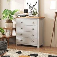 Cabinet Bits Argenta 4 Drawer Chest of Drawers Chrome Cup Handle in Light Grey