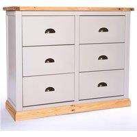 Cabinet Bits Bomporto 6 Drawer Chest of Drawers Brass Cup Handle in Light Grey