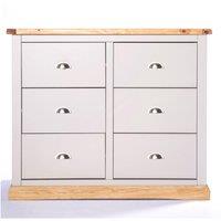 Cabinet Bits Bomporto 6 Drawer Chest of Drawers Chrome Cup Handle in Light Grey