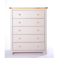 Cabinet Bits Argenta 5 Drawer Chest of Drawers Wood Knob in Light Grey