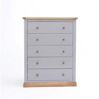 Cabinet Bits Bicarri 5 Drawer Chest of Drawers Brass Knob in Grey