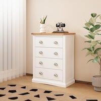 Cabinet Bits Cosenza 4 Drawer Chest of Drawers Chrome Cup Handle in Off-White