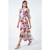 Poppy Floral Frill Halterneck Dress