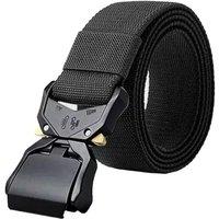 D555 Men's Heavy Duty Adjustable Stretch Webbing Belt with Quick Release Buckle in Black | Size: 4XL