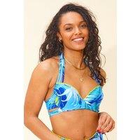 Beachcomber Women's Triple Strap Underwired Bikini Top in Turquoise | Size: 10
