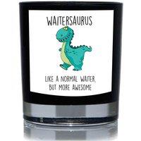 60 SECOND MAKEOVER Waitersaurus, Like A Normal Waiter But More Awesome, Dinosaur Funny 20cl Candle in Black