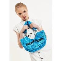 Crinkle Shoulder And Crossbody Bag Blue