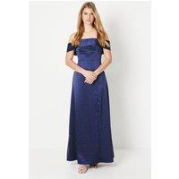 Debut London Women's by Coast Bardot Satin Diamante Prom Dress in Navy | Size: 10