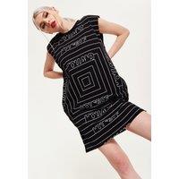 Monogram Maze Print Power Sleeve Tunic Dress