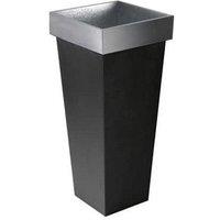 Primrose Zinc Galvanised Tall Flared Square Outdoor Garden Planter 89cm in Black