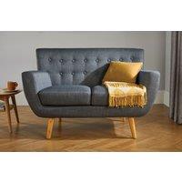 Birlea 2 Seater Sofa Grey Loft Settee Modern Retro Style Fabric Wood Legs in Dark Grey