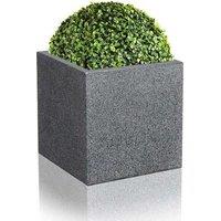 Primrose Black Square Cube Planter Poly-Terrazzo Outdoor Patio Garden 40cm