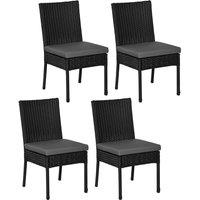 OUTSUNNY 4 PCs Rattan Garden Chairs with Cushion, Wicker Dining Chairs in Black | Size: 4 Pack