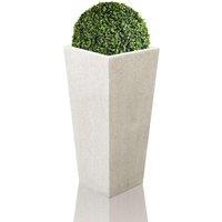 Primrose White Polyterrazzo Tall Flared Square Indoor Outdoor Planter 91cm