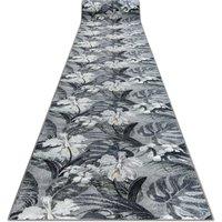 RugsX Anti-Slip Monstera Runner in Grey | Size: 80 cm x 280 cm