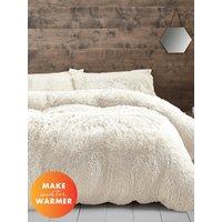 Catherine Lansfield 'Cuddly' Faux Fur Duvet Set in Cream | Size: King