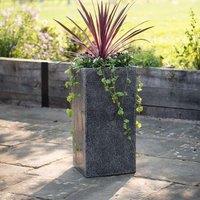 Primrose Poly Terrazzo Stone Outdoor Grey Tall Cube Planter 120 Litre 79cm