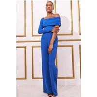 Goddiva Women's One Shoulder Scuba Jumpsuit in Cobalt | Size: 8