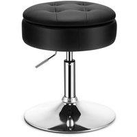 Costway Swivel Bar Stool w/ Lid Tufted Vanity Stool Height Adjustable Dining Chair in Black
