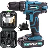 MYLEK Cordless Drill VCB with 56 Piece Accessory Kit in Green
