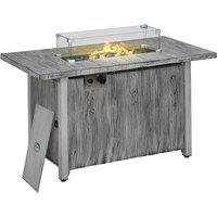 OUTSUNNY Propane Gas Fire Pit Table with Cover, 50, 000 BTU in Grey