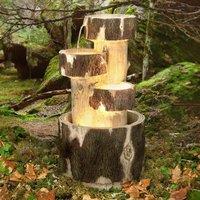 Primrose Log Cascading Water Feature Lights Indoor Outdoor Use H75cm 3 Tier in Natural