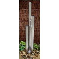 Primrose Stainless Steel Polished 3 Tube Column Water Feature Fountain 121cm in Metallic Silver