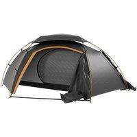 OUTSUNNY 1-2 Man Aluminium Frame Camping Tent Dome Tent with Removable Rainfly in Dark Grey | Size: Double