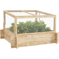 OUTSUNNY Outdoor Raised Garden Bed with Cold Frame Greenhouse & Openable Top in Natural
