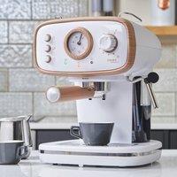 Cooks Professional 15-Bar Retro Espresso Coffee Machine 1.2L with Frothing Steam Wand in White
