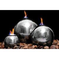 Primrose Stainless Steel Fire & Water Feature Magma Triple Sphere H27cm in Metallic Silver