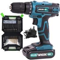 MYLEK Cordless Drill VCB with 128 Piece Accessory Kit in Green