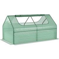 OUTSUNNY Raised Garden Bed Planter Box with Greenhouse, Large Window in Green